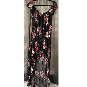 Justify Black and Floral Maxi Romper